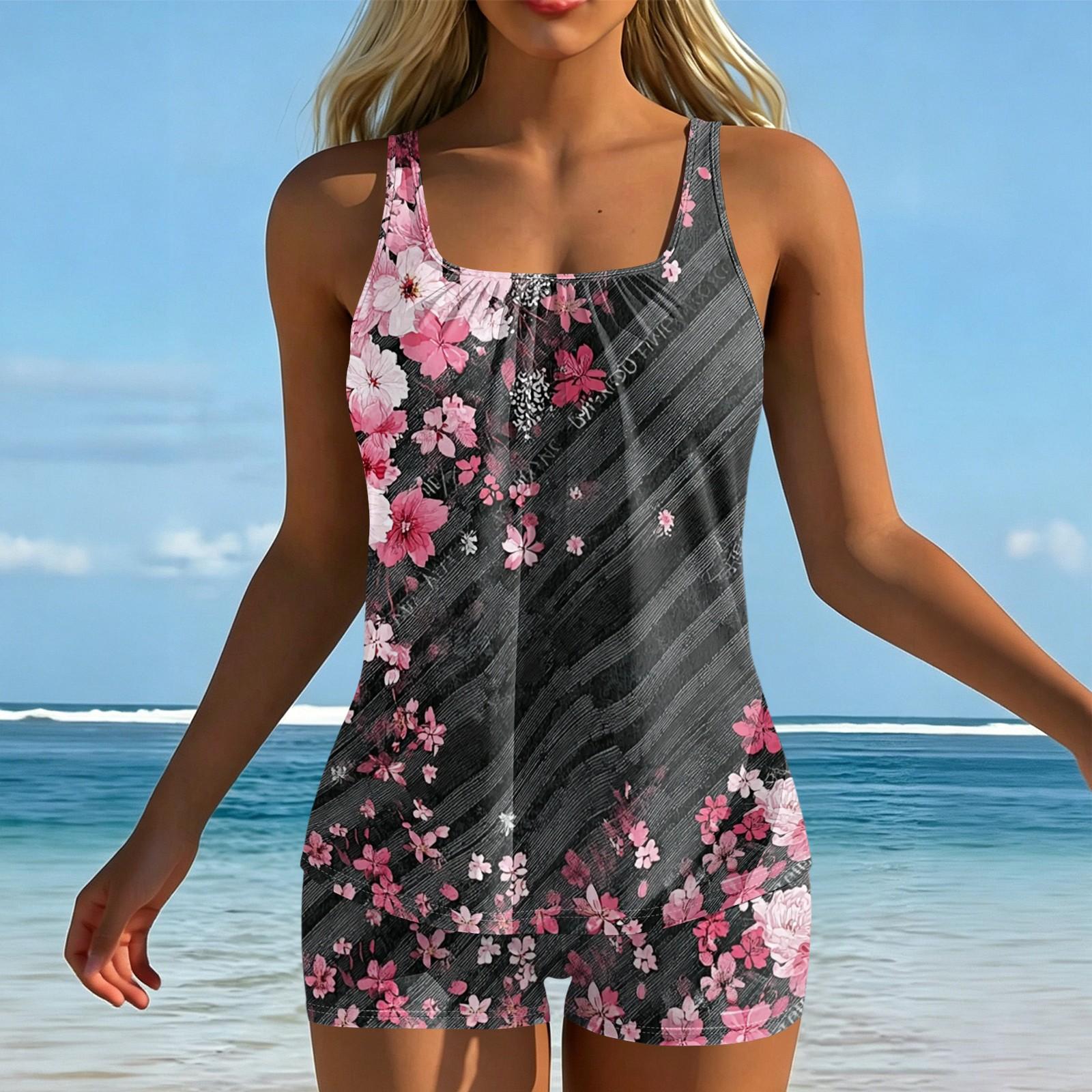 Women s Printed Split Swimsuit Sport Swimsuit Two-Piece Set XXL