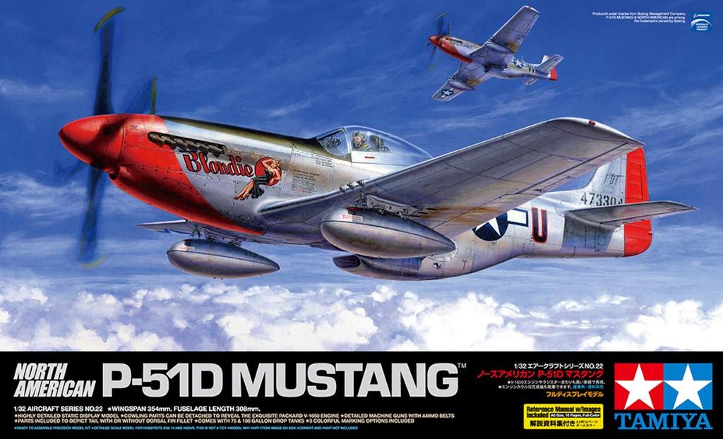 Tamiya Aircraft Series 22 Army North American Mustang Plastic Model Kit 60322 1/32 No. U.S. P-51D