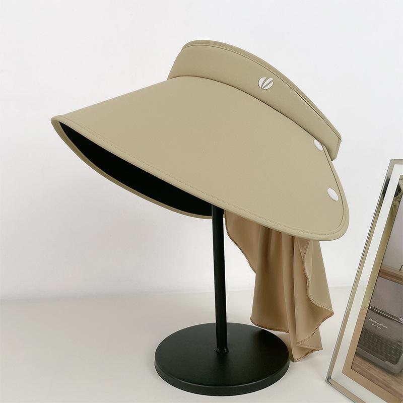 

Large brim sun protection hat women s summer neck protection sun hat outdoor empty top vinyl UV protection sun hat 56-59CM Shawl Cap