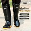 Shanghai Warrior 807 Men's Waterproof Non-Slip Wear-Resistant Black High-Top Rain Boots