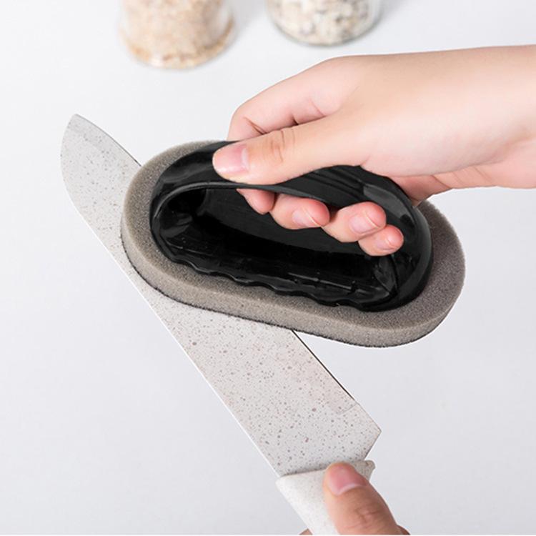 Kitchen cleaning brush household magic wipe emery scouring cloth dishwashing sponge wipe with handle emery sponge wipe