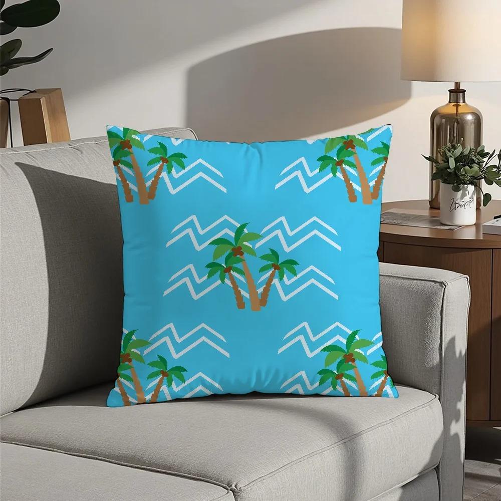 Single Side Printed Cushion Cover Palm Tree Flower Pillowcase Home Gift