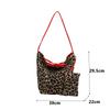 Korean Double Sided Leopard Print Bucket Shoulder Bag , Stylish Leopard Print Handbag for Women, Fashion Bow Large Capacity Crossbody Bag
