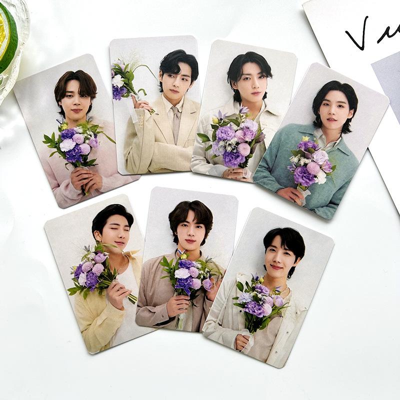 BTS Member 7pcs Photocards Flower Concept Lomo Cards Set Cute Postcard Gift for ARMY Kpop Fans Collection Merchandise Decorative Accessories