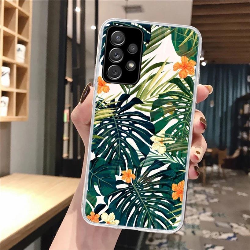 Summer Tropical Plants Green Leaf Phone Case For Samsung Galaxy A56 A55 A54 A53 A16 A15 A14 A13 A36 A35 A34 A33 A26 A25 A24 A23