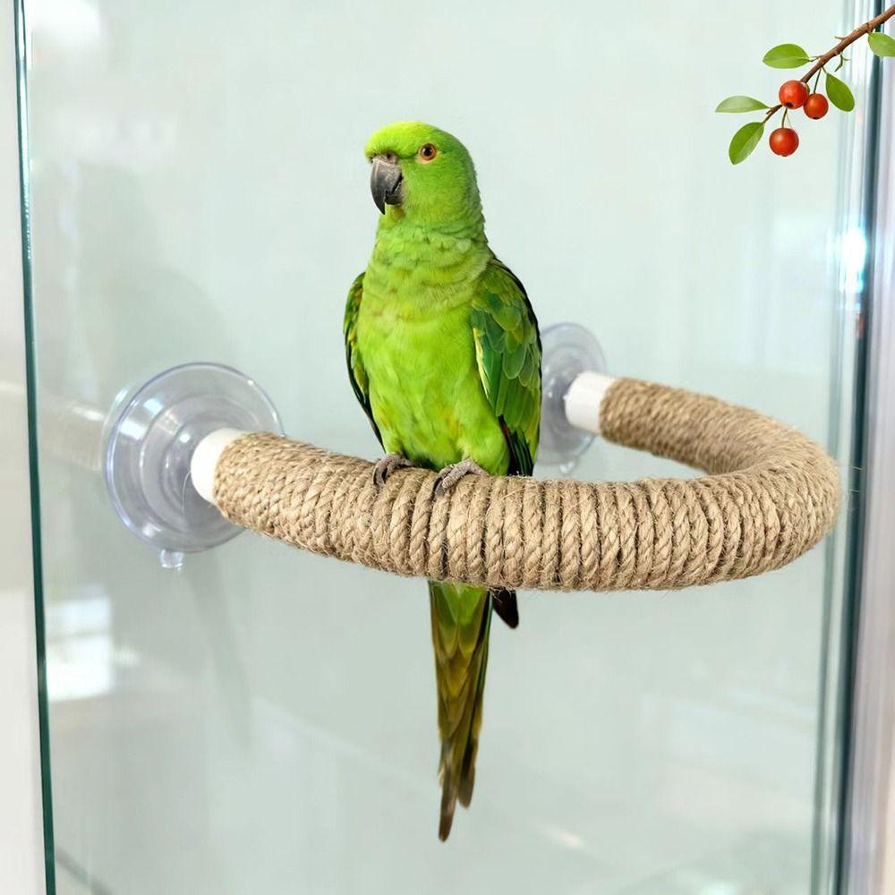 Con Ventosas Percha para Loro Bricolaje Flexible Escalada de Pájaros Cuerda de Lino Soporte de Percha para Pájaros Hogar