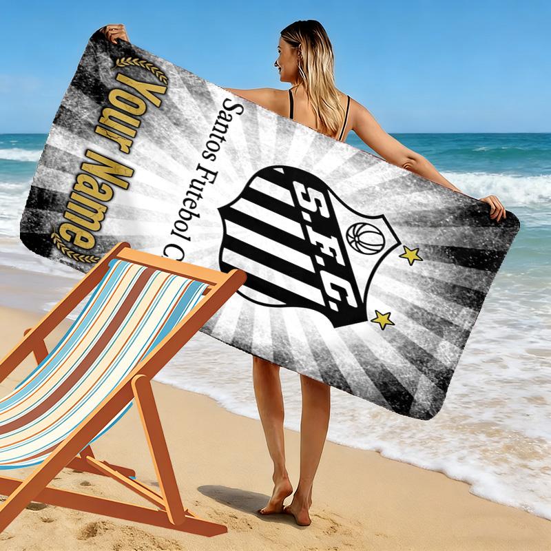 Name Custom Santos FC Print Beach Towel, Large Soft Quick Dry Towel for Beach Camping Swimming