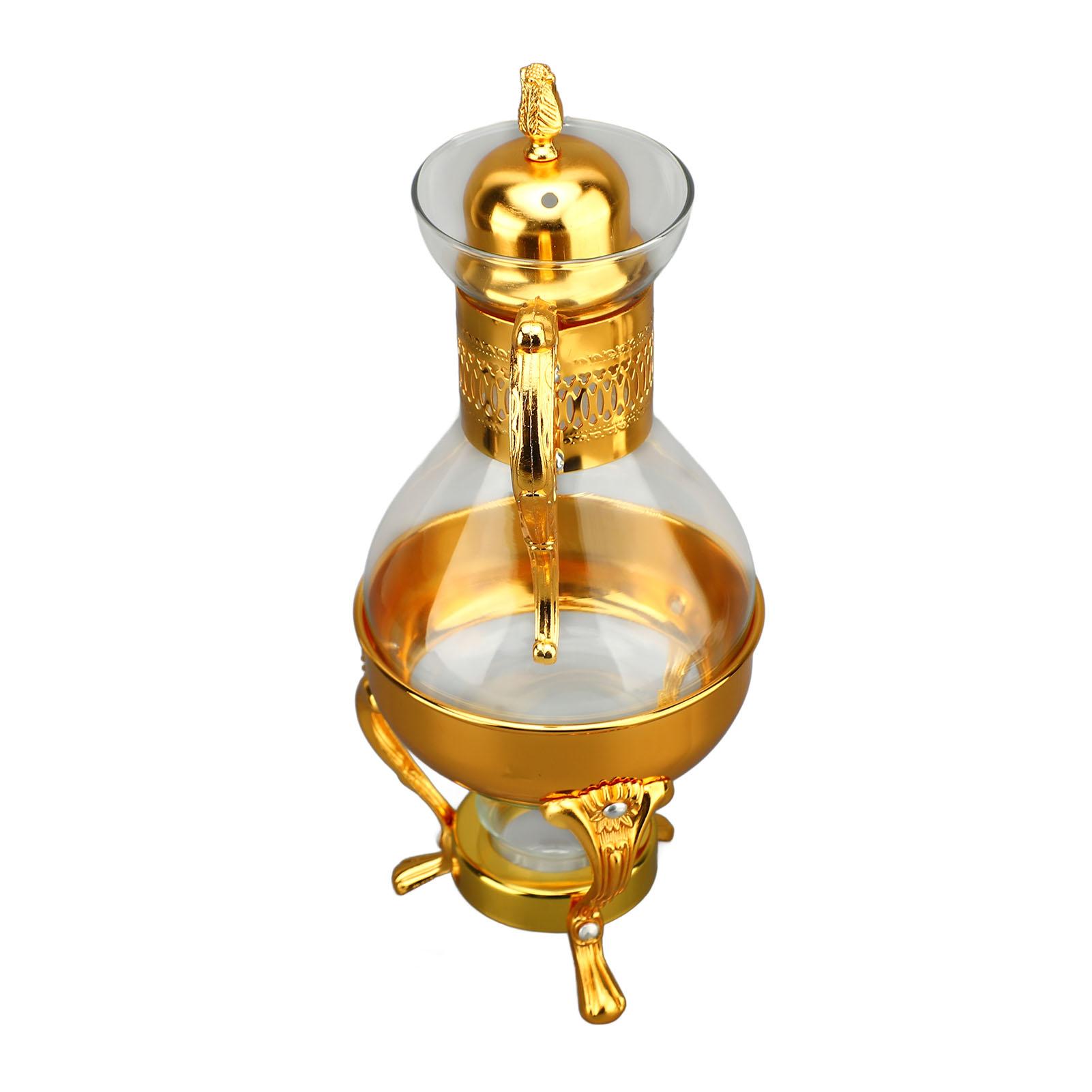 

Стеклянный кофейник, набор, подогреваемый кувшин для воды с крышкой и чашкой, чайник для горячего и холодного чая в винтажном стиле золотой