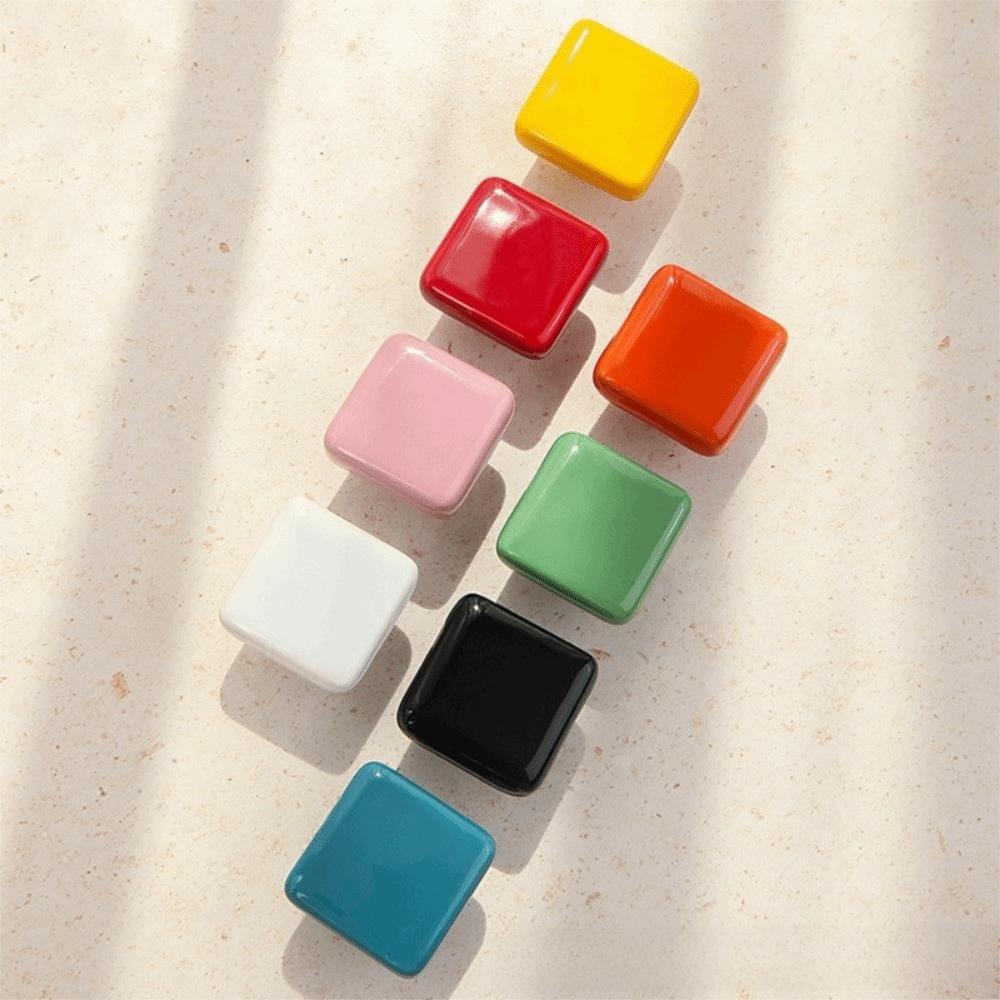 Cute Retro Ceramic Cabinet Knob Colorful European Style Ceramic Drawer Knob Simple Square Drawer Pull Handles