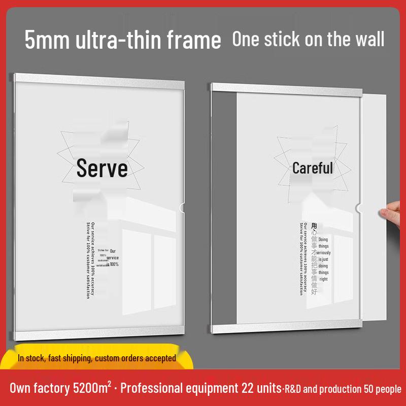 A3 Transparent Acrylic Wall-mounted Double-layer Display Sign Board Gold-Vertical