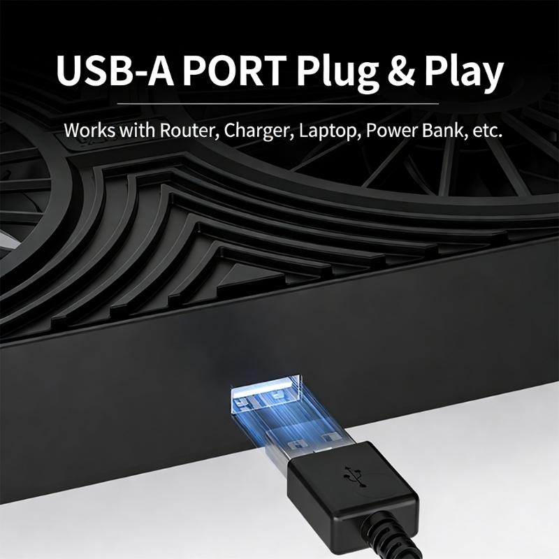 USB Powered Cooling Stand Double Fans Quiet Operation High Airflow Cooling Base for Home and Office