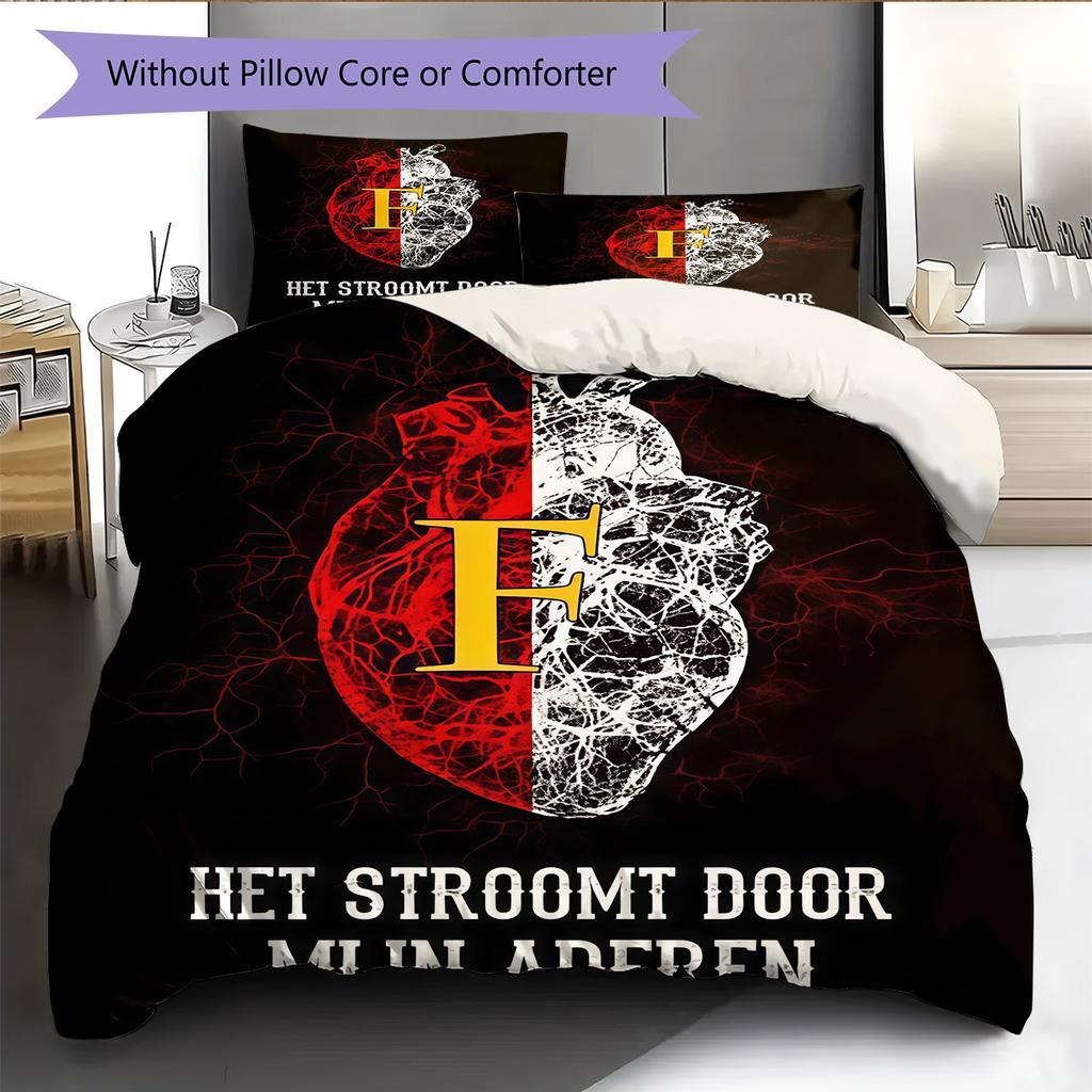 Feyenoord  Pattern Bedding Quilt Set Quilt Cover Pillowcase Home Decoration Birthday Gift (1 * duvet cover + 2 * pillowcase, without core)