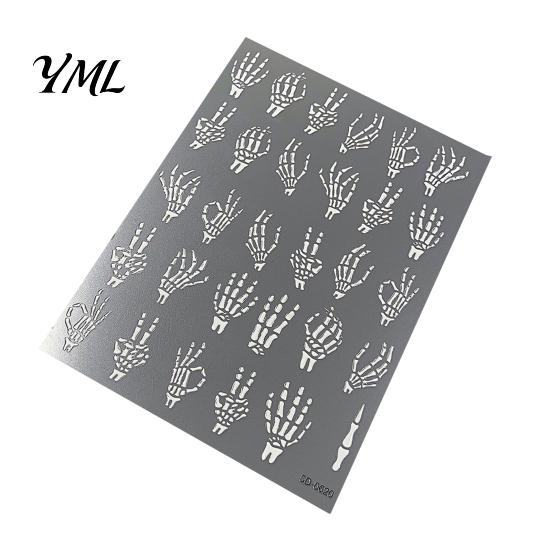 5D Embossed Nail Decals Halloween Art Stickers, Skull Pumpkin Ghost Relief Supplies Decals, Waterproof Self Adhesive Manicure Decoration Stickers