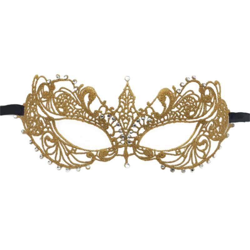 Rhinestone Half Face Mask for Women Halloween Masquerade Mask Antique Lace Half Face Mask Retro-Party Mask Cosplay Props