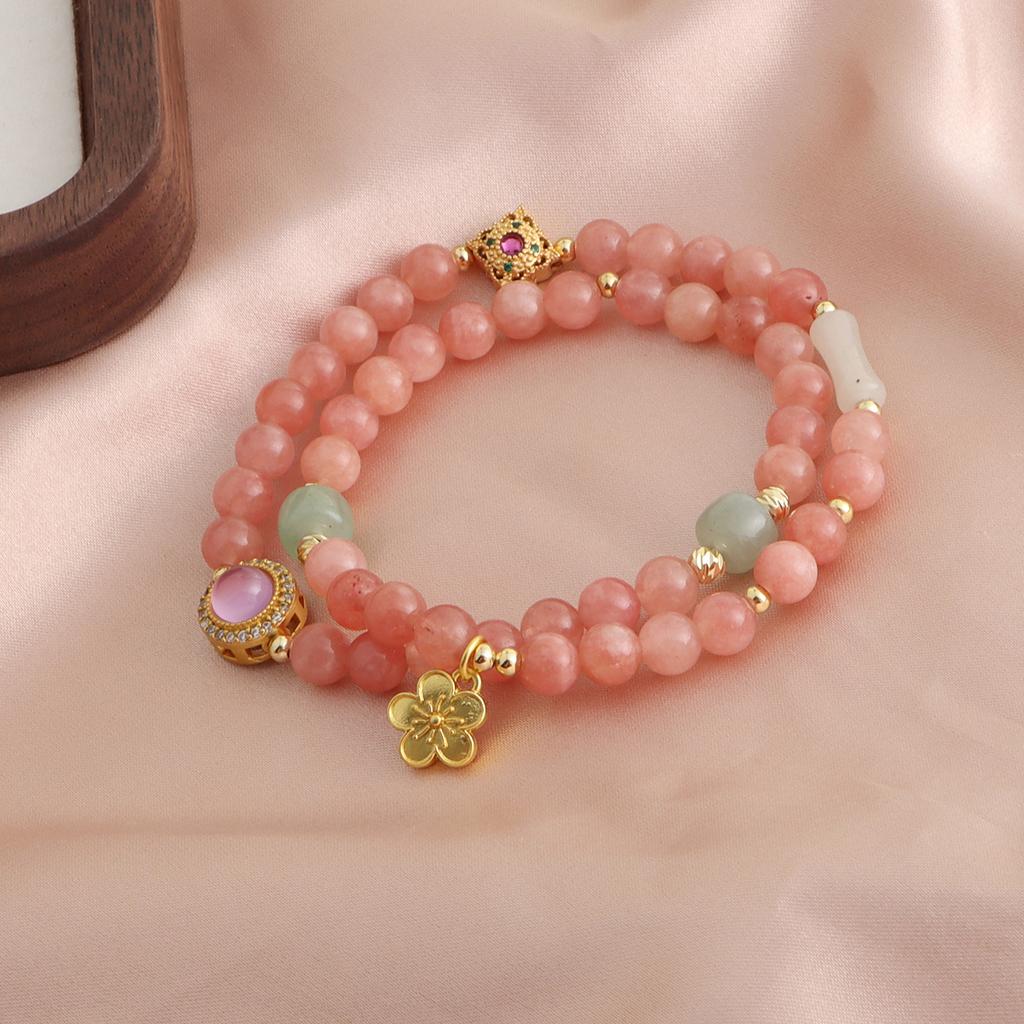 Bracelet Duobao Peach Blossom Natural Crystal Bracelet Growing National Style Versatile Simple Fashion Bracelet