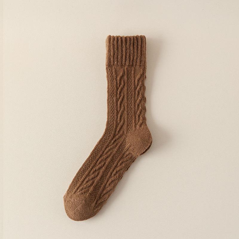Dámské silné vlněné ponožky v japonském stylu - Hřejivé, útulné, vysoké bavlněné zimní ponožky