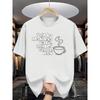 Europese Maat Heren Casual Zomer T-shirt met Koffiekop Print - "Por La Manana, Por La Cafe, Por La Tarde Ron" Ontwerp, Bruin, Ronde Hals, Lichtgewicht