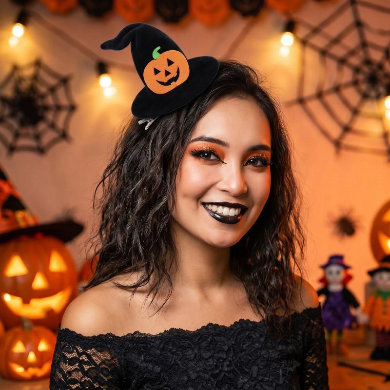 Halloween Witch Hat Hair Clip Pumpkin Headpiece Party Cosplay Fun Costume Accessory