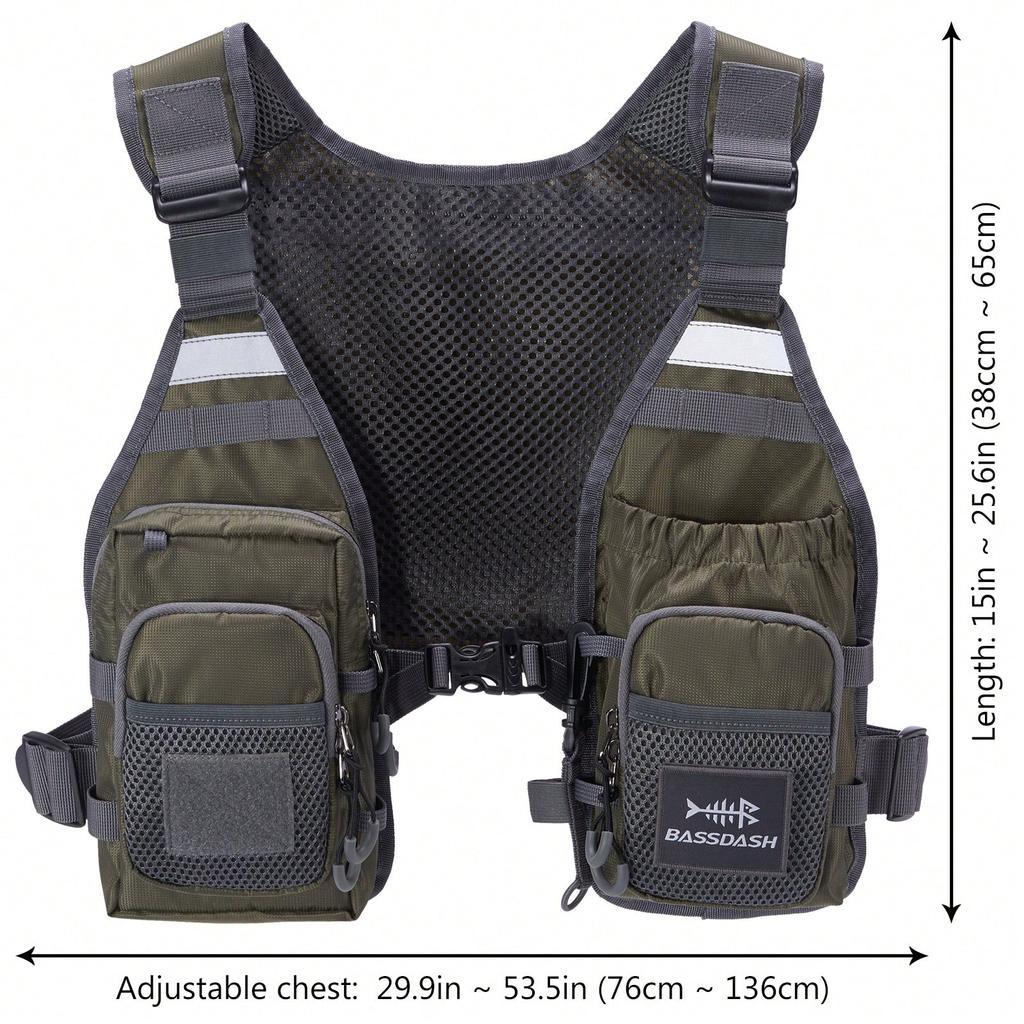 Breathable Fly Fishing Vest with Chest Pack, Lightweight Outdoor Fishing Gear with Storage Pockets, One Size Fits Most