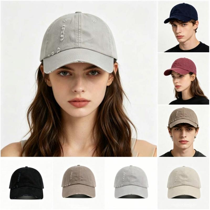 Hot Sale Women's Ripped Baseball Cap Soft Adjustable Brim Face-Slimming Spring and Summer Stylish for Students Unisex Sun Hat