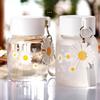 Frosted Glass Water Bottle Adorable Cute Print Lightweight Portable Carry Strap 500ml for Girls School Outdoor Use