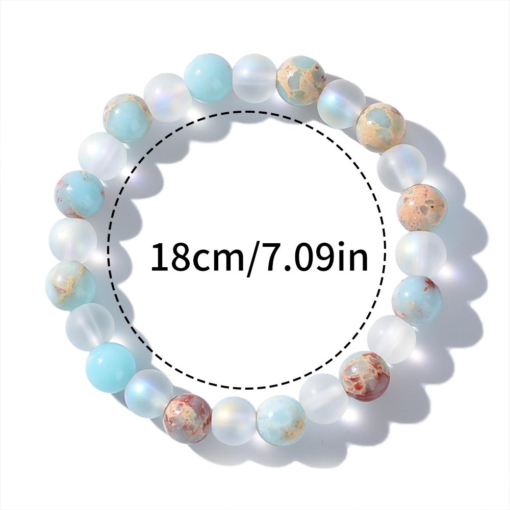 1 Piece Aura Quartz and Ocean Sediment Beaded Bracelet Unisex Homeopathic Crystal Jewelry Brings Abundance Prosperity