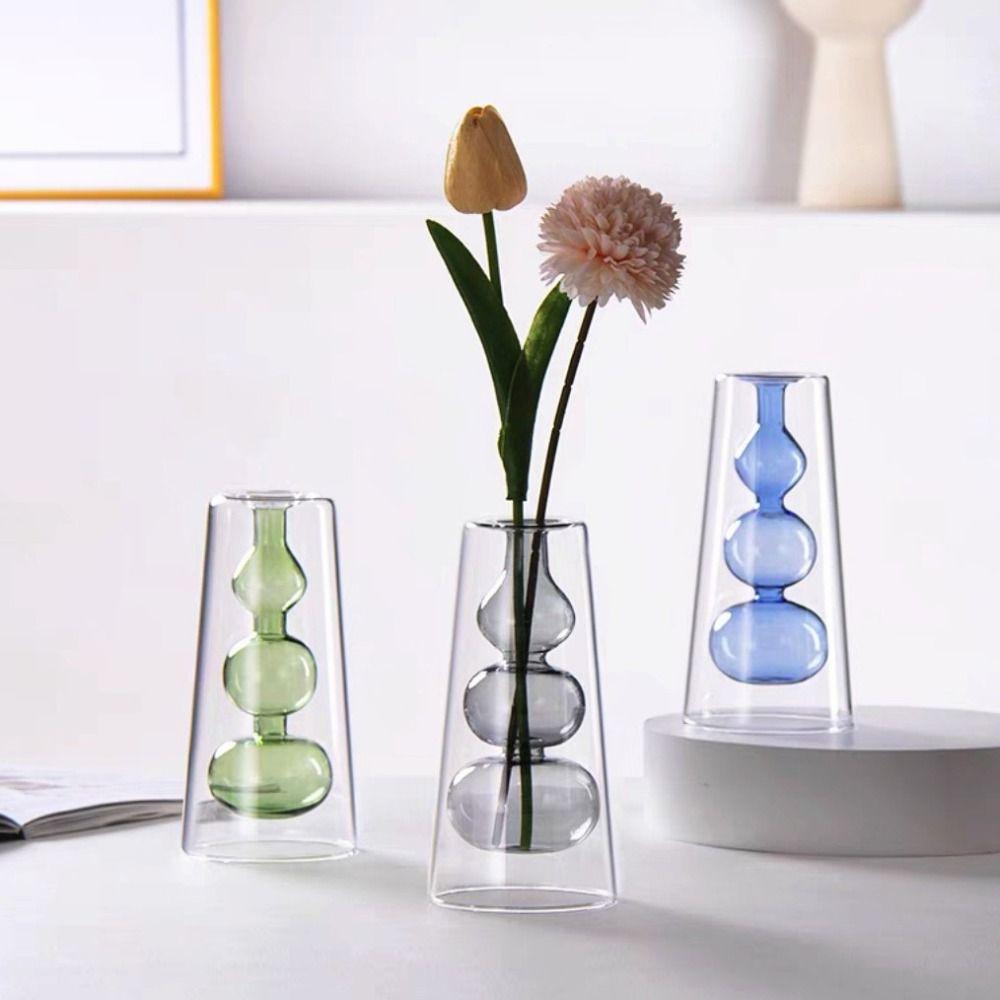 Creative Double-layer Flower Vase Nordic Style Aromatherapy Diffuser Bottle Home Decorations