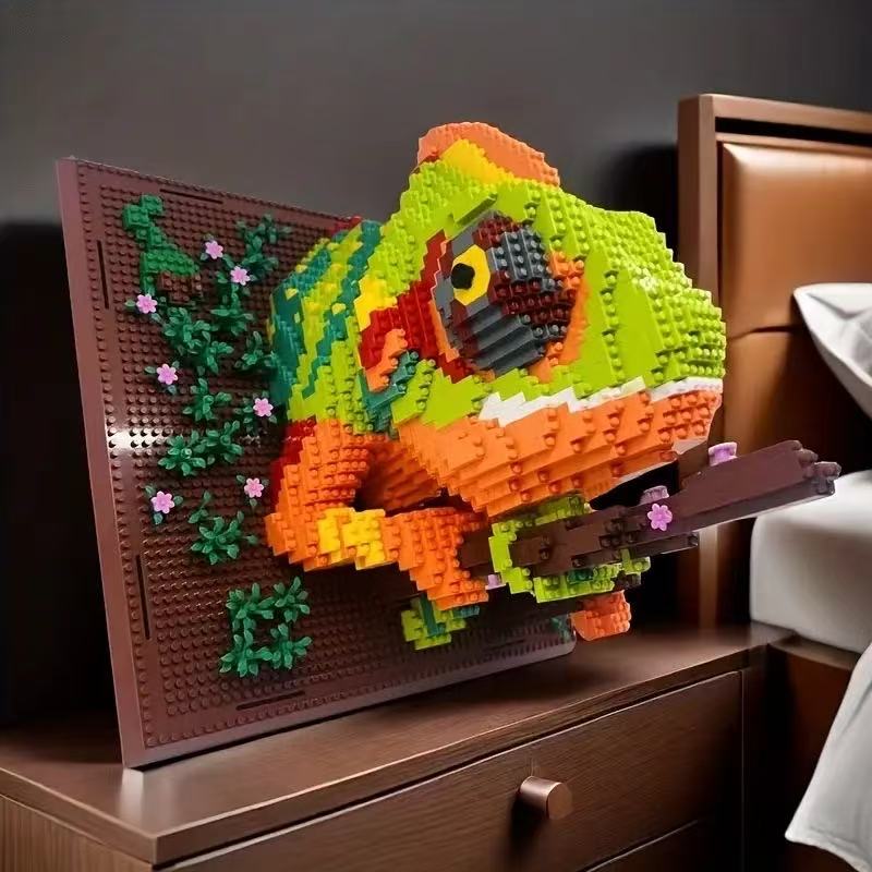 Creative Wall Art Frame Sharks Eagles Panda Model Brick DIY Micro Animal Particle 3D Painting Building Block Toys Adults Gift