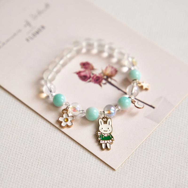 Year Sweet Cute Cat Crystal Beaded Bracelet Girls, Girlfriend Student Bracelet Wholesale