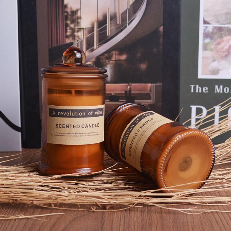 Creative Rectangular Brown Bottle Scented Candle Birthday Decoration Scented Glass Wedding Souvenir Scented Candle