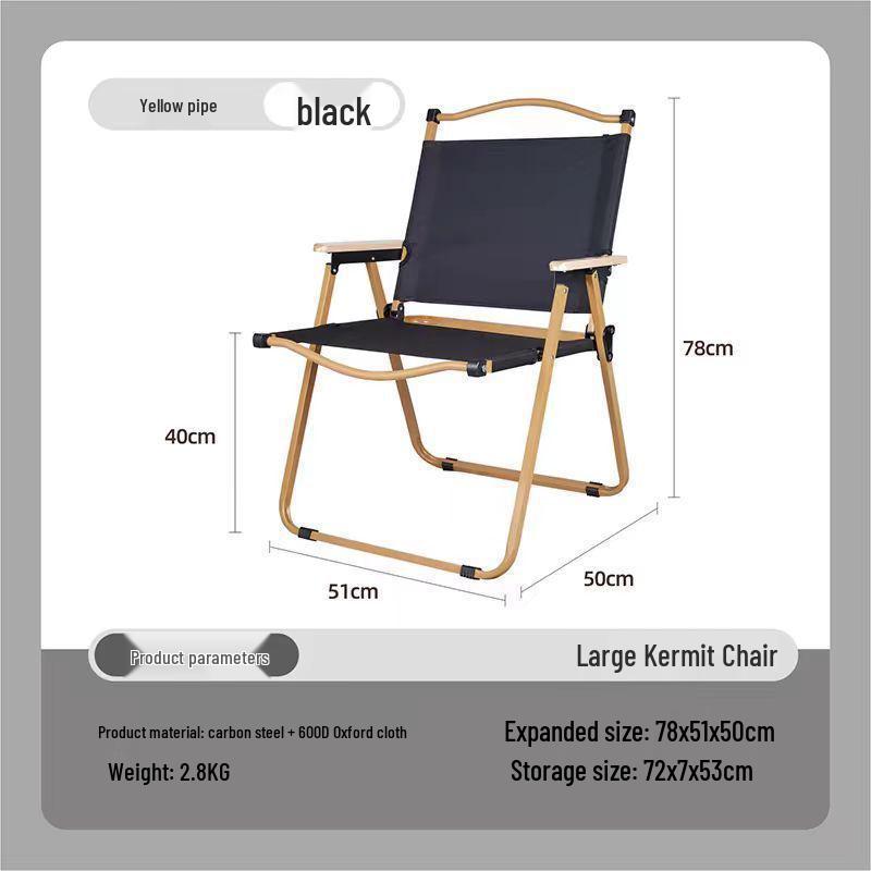 Přenosné skládací venkovní křeslo s opěrkou pro kempování, piknik, grilování, rybaření a kreslení