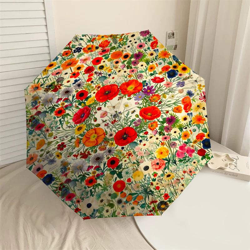 

1PC Floral Pattern Umbrella-8-Rib Reinforced Portable Folding Travel Suitable for All Seasons Outdoor Daily Use Is an Ideal Choice -K0389