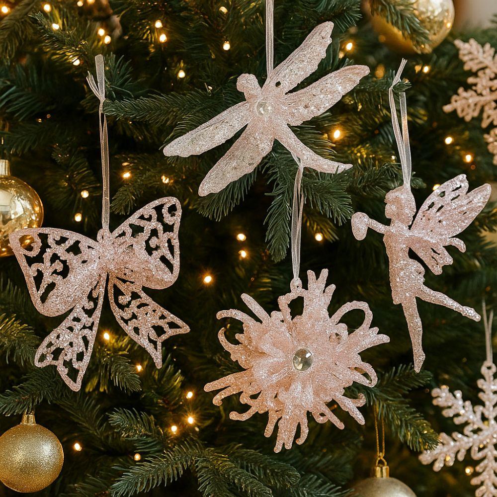 Plastic Christmas Tree Pendant Glitter Artificial Christmas Decoration  Office Decor