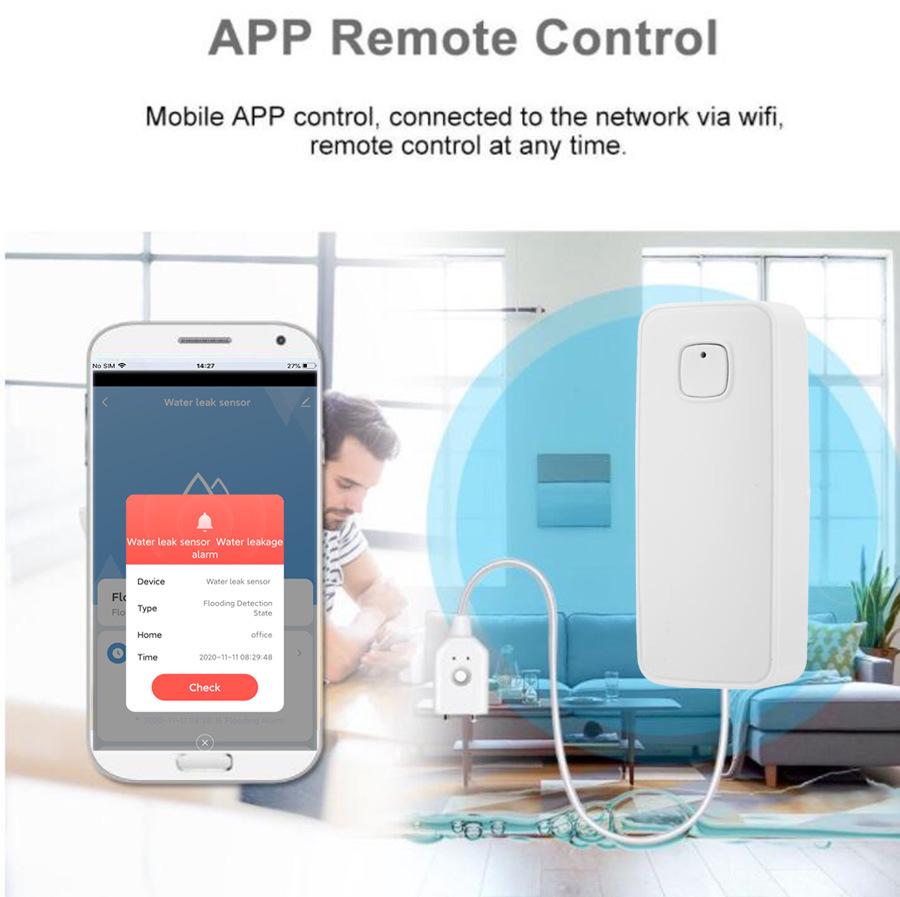 

Tuya Smart WiFi Water Leak Sensor Alarm with Buzzer Yes білий