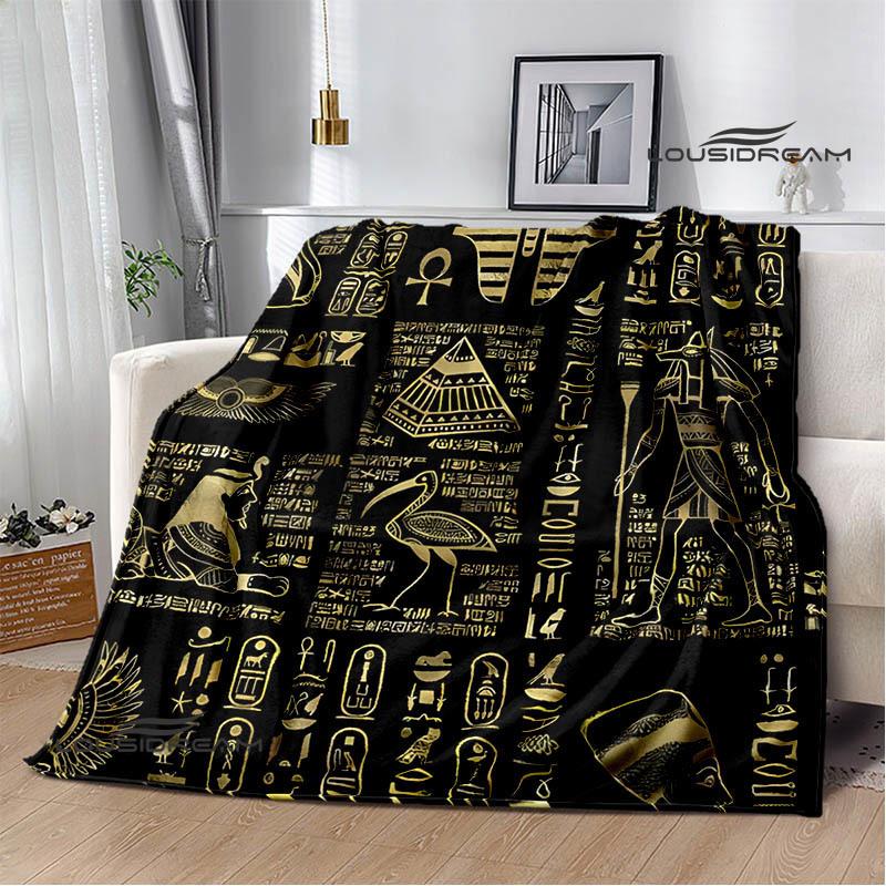 Egyptian pictograph symbol printed blanket Picnic blanket Warm Flannel blankets Home bed linings blankets for beds Birthday Gift