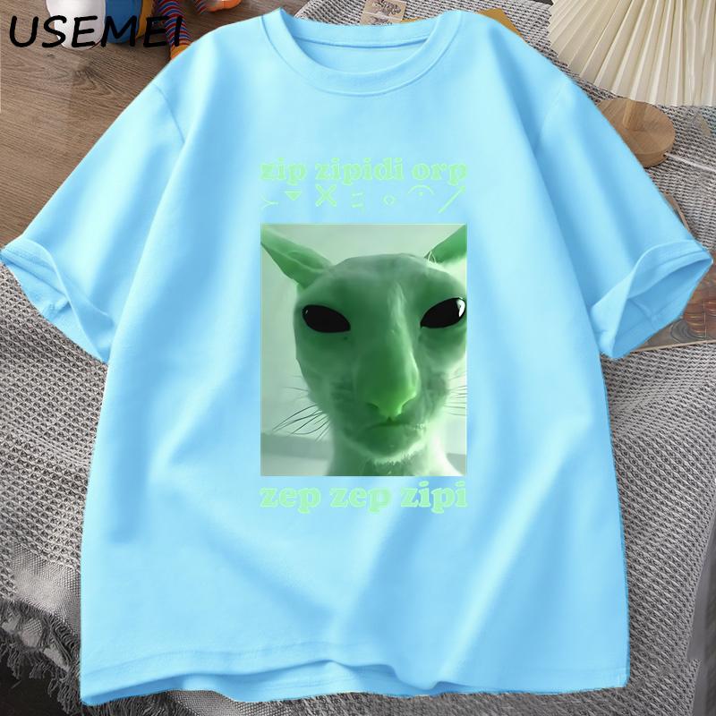 T-shirt Drôle Chat Alien Meme Dank pour Unisexe Femmes T-shirt Brainrot T-shirt Stupid Cringe Harajuku Unisexes T-shirts Coton Oversize