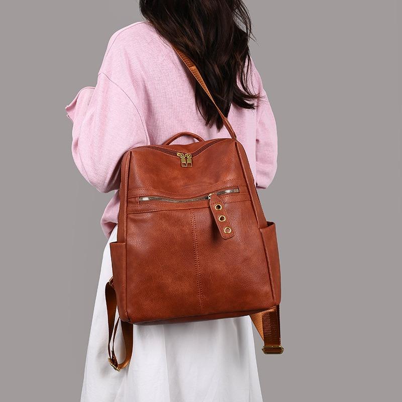 New wide shoulder strap large capacity student backpack fashionable niche design high sense backpack women