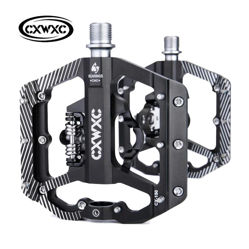 CXWXC CX-150 Bicycle Pedal Dual Function Platform Flat/Clipless Mountain Bike Pedal SPD Cleats 3 Sealed Bearings Road Bike BMX чёрный