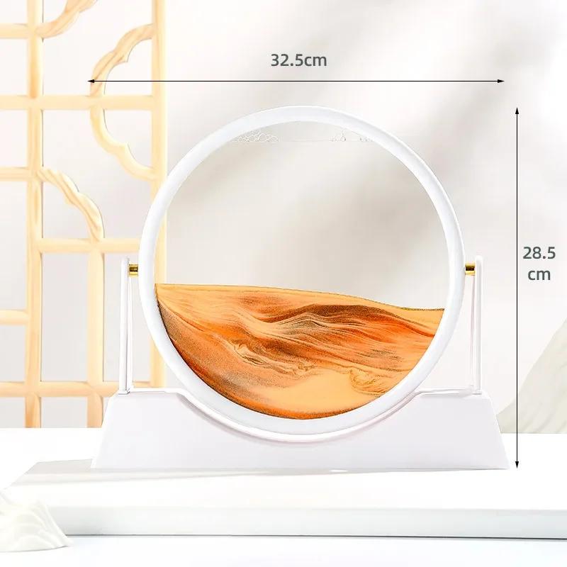 Rotatable Sandscape Moving Sand Art Picture Round Glass Deep Sea Quicksand 3D Hourglass Flowing Sand Painting Home Decor Gifts