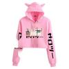 Japanese Anime Zero Two "Darling in the Franxx" Cat Ear Cropped Hoodie