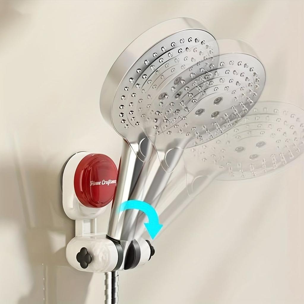 [Adjustable Shower Head Holder] Durable Plastic Adjustable Suction Cup Shower Head Holder, Fit for Rainfall & Handheld Showerheads