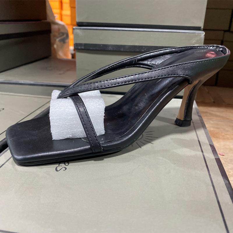 

Женская обувь маленьких размеров с пальцами, крутые тапочки, тонкие каблуки, высокие каблуки, шлепанцы, сандалии больших размеров, лето - 40 чёрный