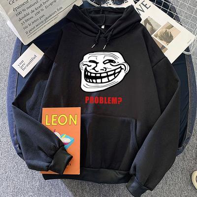 Problem Trollfaces Hoodies Funny Graphic Printing Sweatshirts Winter Women Long Sleeve Warm Pullovers Hooded Cartoon Clothes