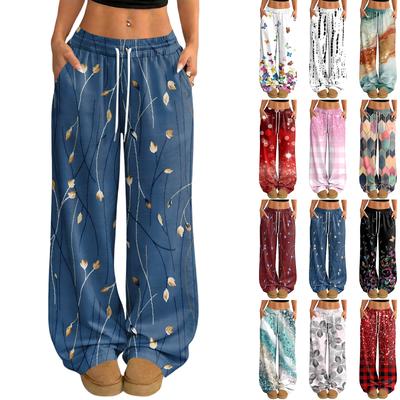 Women's Casual And Fashionable  Elastic Waist Loose Wide Leg Pants
