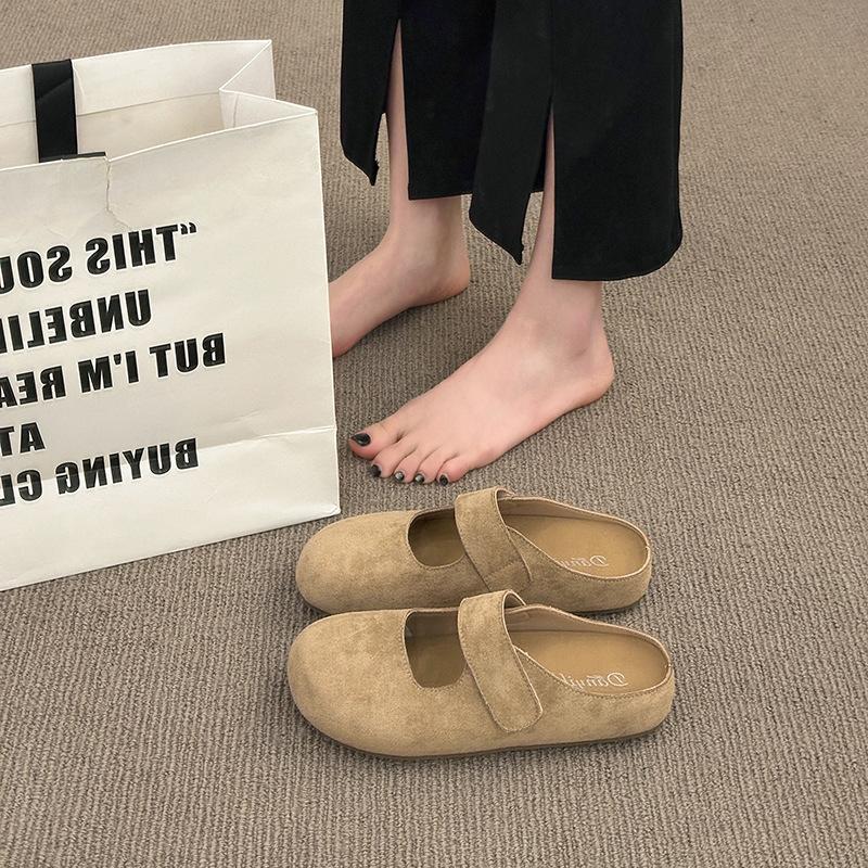 In the Summer of 2025, the New Velcro Lazy One-pedal Fashionable Pink Half-tray Shoes, Platform Height-increasing Outer Slippers.