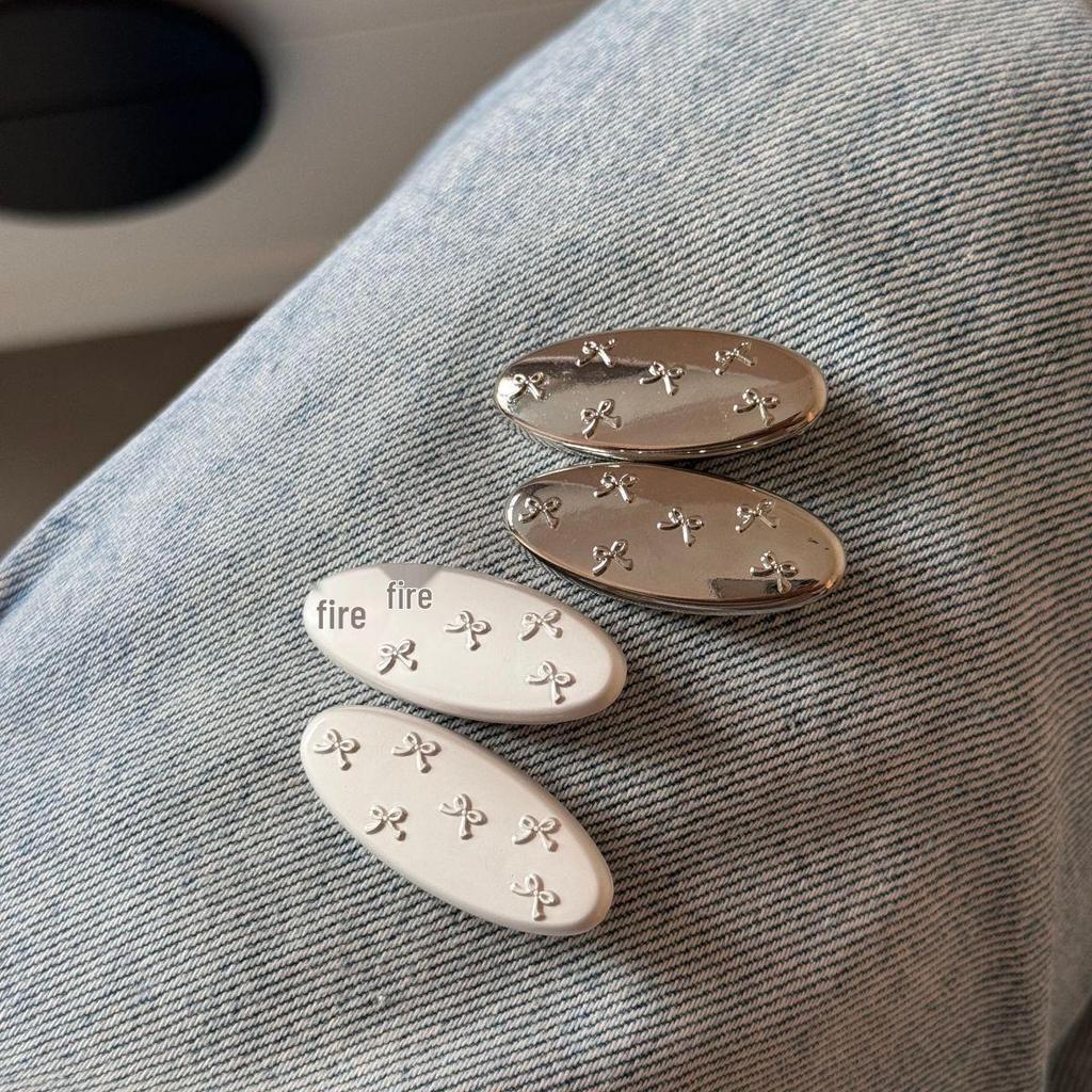 Women's Japanese Style Silver Bow Duckbill Hair Clip