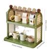 Mid-Century Modern Cup Stand Multi-Tier Wooden Mug Rack with Drip Tray Countertop Coffee Mug Organizer Kitchen Multi-Tier Shelf