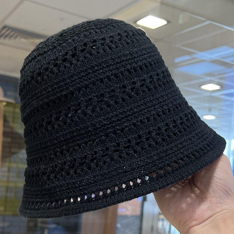 Sommer neuer Cut-out Vintage Hut Damen Koreanischer Topfhut Modischer einfarbiger Fischerhut Temperament Sonnenschutz Sonnenhut