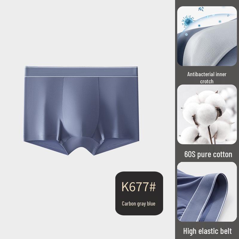 Men's 60s Pure Cotton Antibacterial Flat-Leg Boxer Briefs All-Season Plus Size Underwear