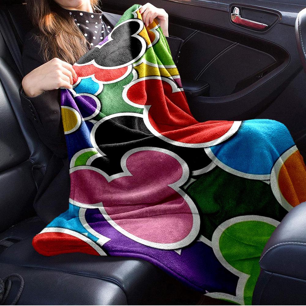 1pc Velvet Mickey Mouse Ears Multi-Color Throw Blanket for Bed Sofa Gift Home Decoration, Soft Warm Plush Coverlet, Room Decor